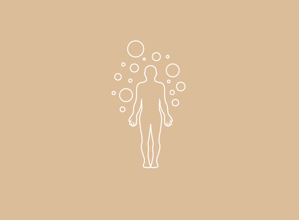 person with bubbles around them illustration