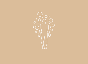 person with bubbles around them illustration